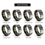 font options for inside engraving on gunmetal & gray checkerboard rings