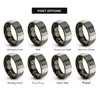 font options for inside engraving on gunmetal & gray checkerboard rings