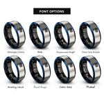 font options for inside engraving on black & blue & silver checkered flag rings