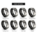 font options for inside engraving on black & grey checkered flag rings