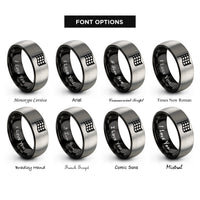 font options for inside engraving on black & grey checkered flag rings