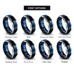 font options for inside engraving on blue & gray checkered flag rings