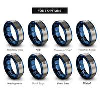 font options for inside engraving on blue & grey checkered flag rings