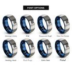 font options for inside engraving on blue & gray checkered flag rings