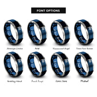 font options for inside engraving on blue & grey checkered flag rings