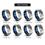 font options for inside engraving on blue & gray checkered flag rings