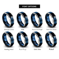 font options for inside engraving on blue & silver checkered flag rings