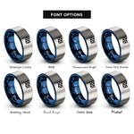 font options for inside engraving on blue & gray checkered flag rings
