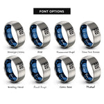 font options for inside engraving on blue & silver checkered flag rings