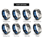 font options for inside engraving on blue & grey checkered flag rings
