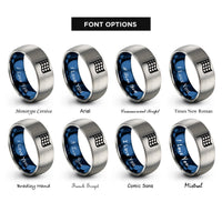 font options for inside engraving on blue & grey checkered flag rings