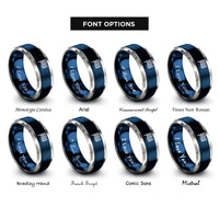 font options for inside engraving on blue & grey checkered flag rings