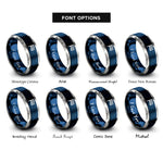 font options for inside engraving on blue & silver checkered flag rings