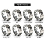 font options for inside engraving on grey checkered flag rings