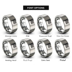font options for inside engraving on silver checkered flag rings