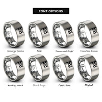 font options for inside engraving on silver checkered flag rings