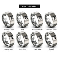 font options for inside engraving on silver checkered flag rings