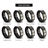 font options for inside engraving on black & silver checklist rings