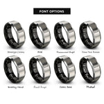 font options for inside engraving on black & gray checklist rings