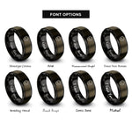 font options for inside engraving on gunmetal & black checkmark shield rings