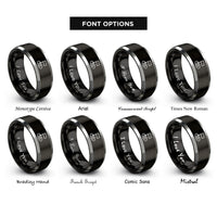 font options for inside engraving on black & grey checkpoint marker flag rings