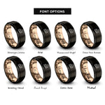 font options for inside engraving on black & rose gold cheesecake slice rings