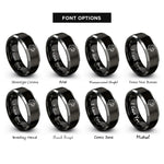 font options for inside engraving on black & silver cheetah rings
