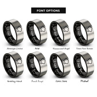 font options for inside engraving on black & grey chef hat rings