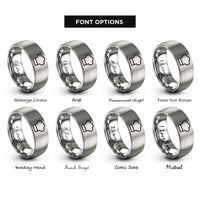 font options for inside engraving on grey chef hat rings