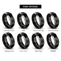 font options for inside engraving on black & silver chef hat toque rings
