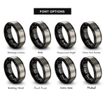 font options for inside engraving on black & gray chef knife rings