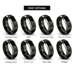 font options for inside engraving on black & silver chef knife rings