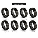 font options for inside engraving on black chef knife rings