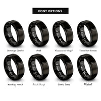 font options for inside engraving on black chef knife rings