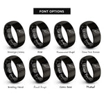 font options for inside engraving on black chef knife rings