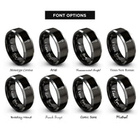 font options for inside engraving on black & gray chemical dropper rings