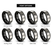 font options for inside engraving on black & silver cherry rings