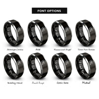 font options for inside engraving on black & grey cherry blossom rings