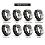 font options for inside engraving on black & silver cherry blossom japan rings