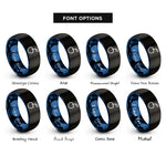font options for inside engraving on black & blue cherry on top rings