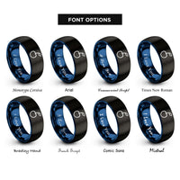font options for inside engraving on black & blue cherry on top rings