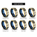 font options for inside engraving on gold & blue & grey cherry on top rings