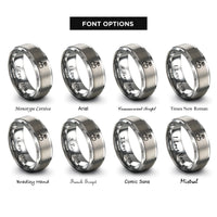 font options for inside engraving on silver cherry pair rings
