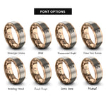 font options for inside engraving on rose gold cherry pair rings