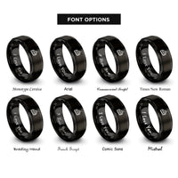 font options for inside engraving on black cherry pie slice rings