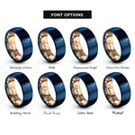 font options for inside engraving on rose gold & blue cherry skewer rings