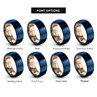 font options for inside engraving on rose gold & blue cherry skewer rings