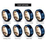font options for inside engraving on rose gold & blue cherry skewer rings