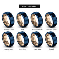 font options for inside engraving on rose gold & blue cherry skewer rings