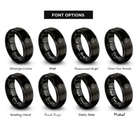 font options for inside engraving on black cherub praying rings